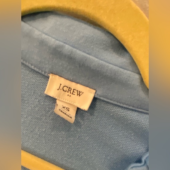 J. Crew Size XS Robin Egg Blue Long Sleeve V Neck Pullover Collared Top - Picture 8 of 10